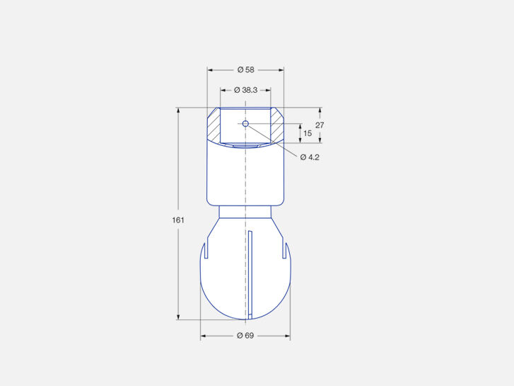 Series 5M4 "MaxiSpinner 2", 1 1/2" slip-on connection Dimensions slip-on connection according to ASME-BPE (OD-tube)