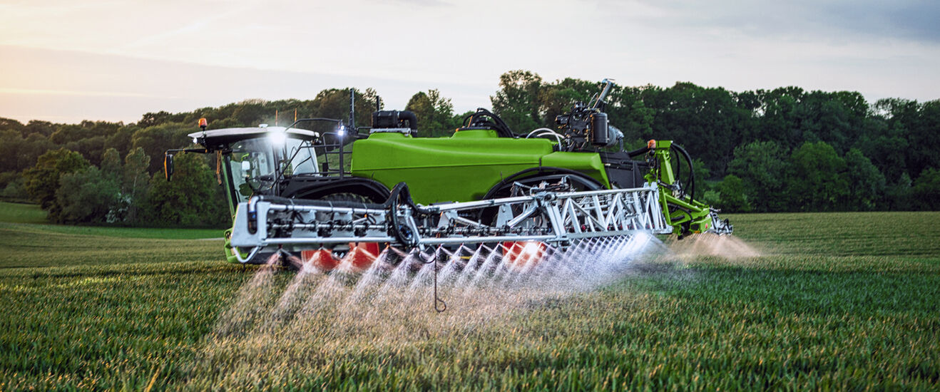 IDTA nozzles in use on a self-propelled sprayer at higher speeds.