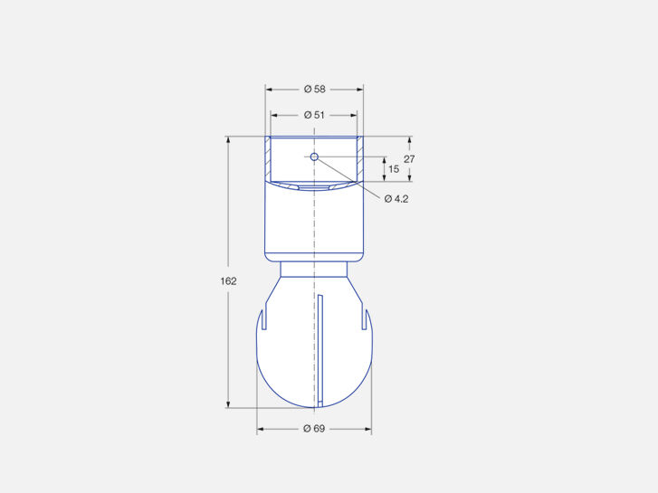 Series 5M4 "MaxiSpinner 2", 2" slip-on connection Dimensions slip-on connection according to ASME-BPE (OD-tube)