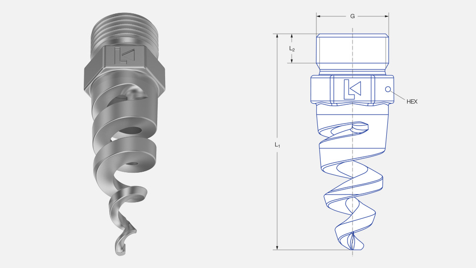 Lechler HelixFlow: spiral full cone nozzle